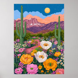 Wüstenblüte unter Mondlicht Poster