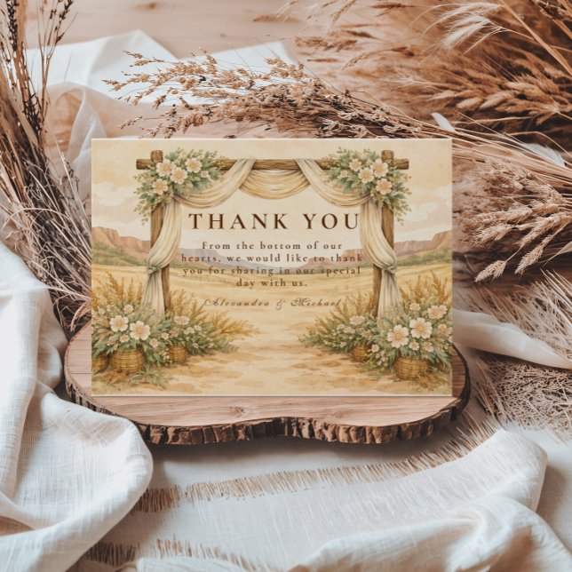 Wüstenbogen-Hochzeit im Western-Stil Dankeskarte (Von Creator hochgeladen)