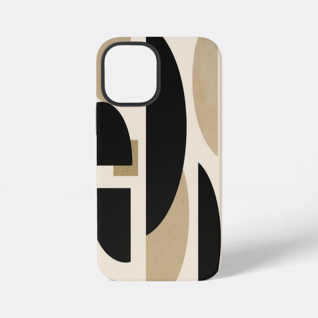 Wüstenbögen: Komposition in Schwarz und Beige iPhone Hülle (Rückseite)