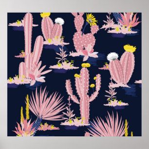 Wüstenchic: Pastel Cactus Bloom Poster