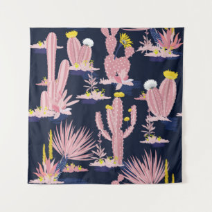 Wüstenchic: Pastel Cactus Bloom Wandteppich