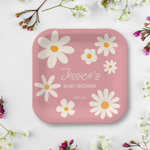 Wüstendusche boho pink Retro Baby Brust Pappteller