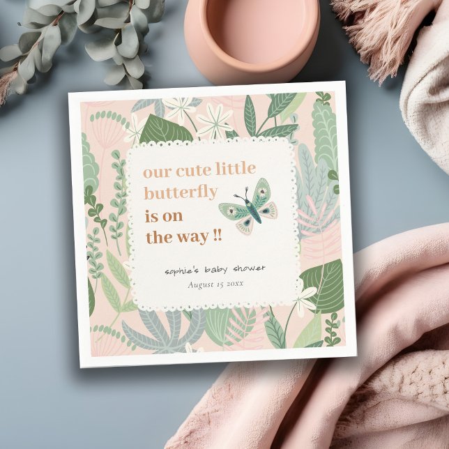 Wüstendusche Retro Butterfly Garden Babydusche Serviette (Von Creator hochgeladen)