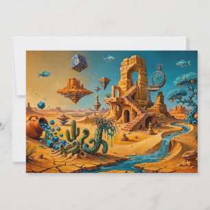 Wüstenfata Morgana Ocker Orange Türkis Blau Dankeskarte
