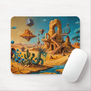 Wüstenfata Morgana Ocker Orange Türkis Blau Mousepad