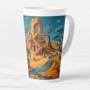 Wüstenfata Morgane Ocker Orange Türkis Blau Milchtasse