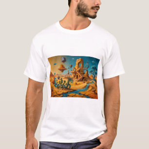 Wüstenfata Morgane Ocker Orange Türkis Blau T-Shirt