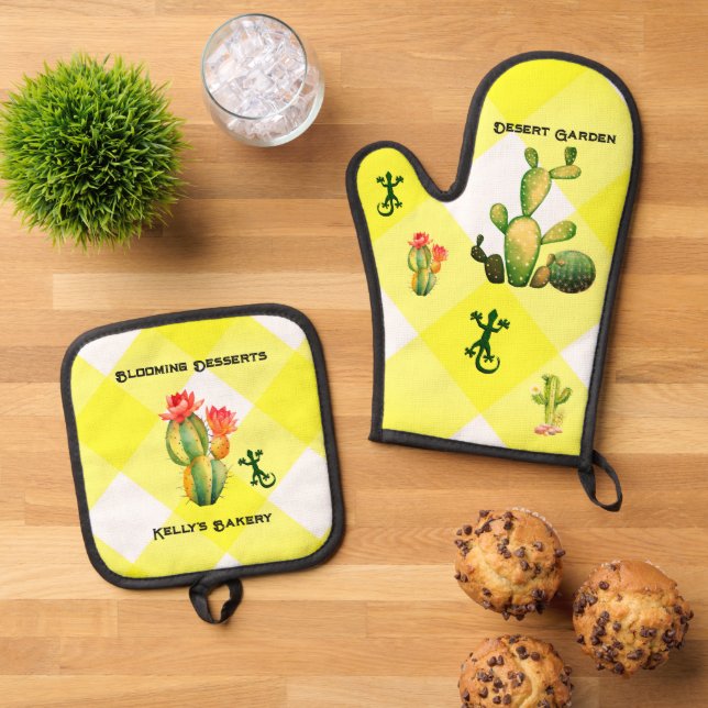 Wüstengarten Ofenhandschuh & Topflappen-Set (Oben Unten)