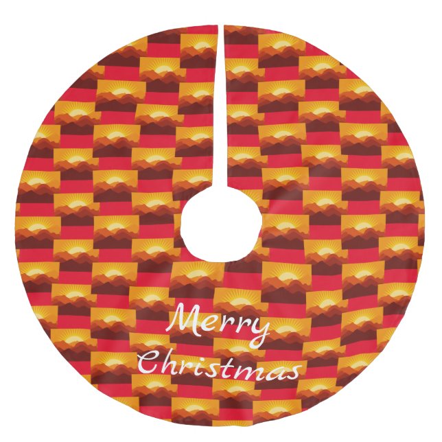Wüstengebirge Sunset Thunder_Cove Polyester Weihnachtsbaumdecke (Vorderseite)