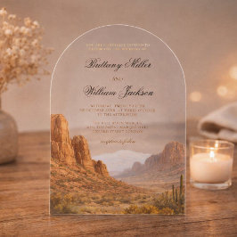 Wüstengebirgslandschaft Südwestliche Hochzeit Acryleinladungen