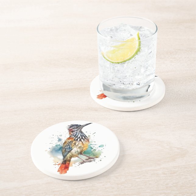 Wüstengeist, Roadrunner in Wasserfarbe Getränkeuntersetzer (Seite)