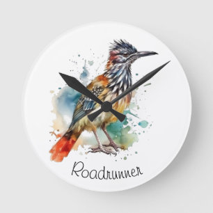Wüstengeist, Roadrunner in Wasserfarbe, kundenspez Runde Wanduhr