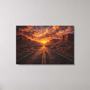Wüstenhorizont: Der goldene Highway Leinwanddruck