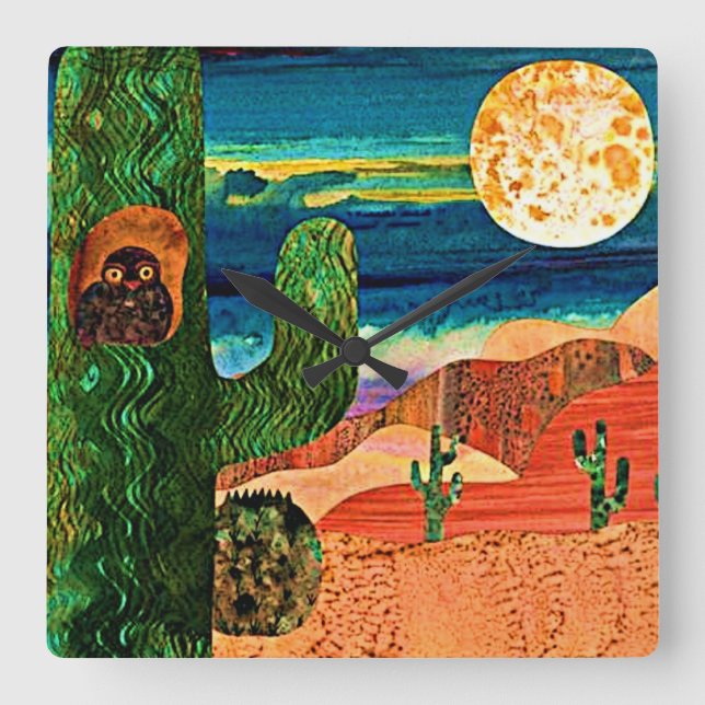 Wüstenhuhn Quadratische Wanduhr (Vorderseite)