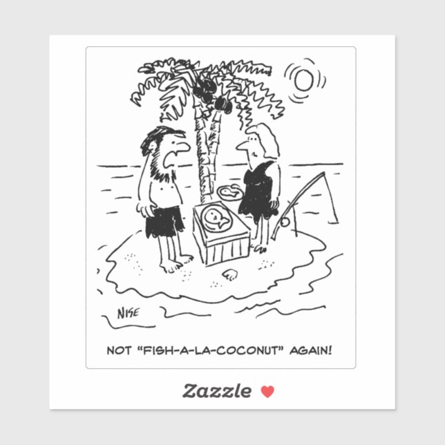 Wüsteninsel Castaway Couple Cartoon. Aufkleber (Blatt)