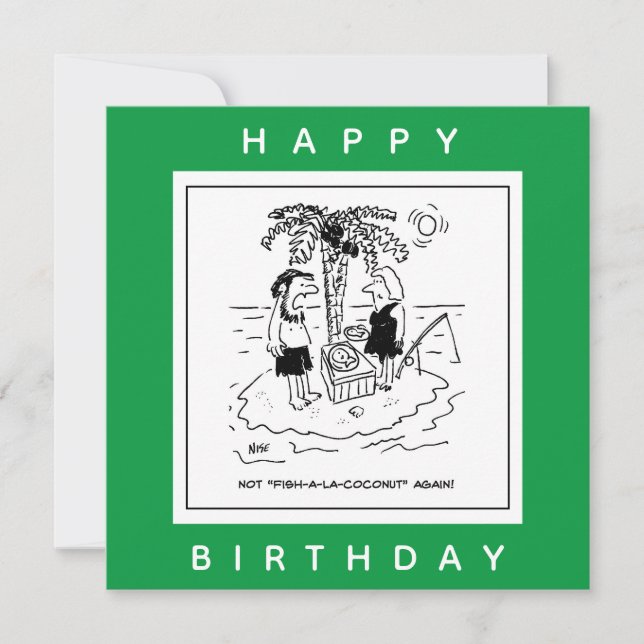 Wüsteninsel Fisch & Coconut Menu Cartoon Karte (Vorderseite)