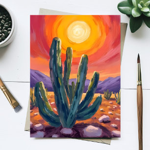Wüstenkakteen   Sonnenuntergang Natur Landschaftsm Postkarte