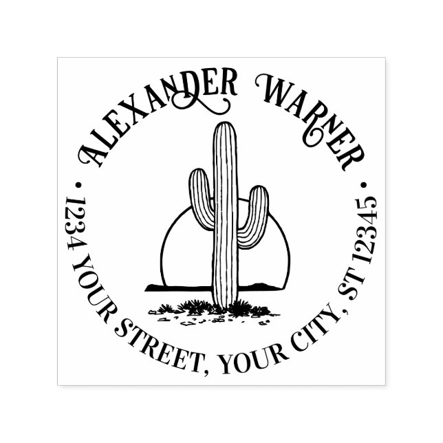 Wüstenkaktus gegen die Rücksendeadresse von Sonnen Permastempel (Design)