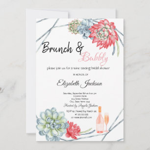 Wüstenkaktus Roter Brunch & Sprudelndes Braut-Even Einladung