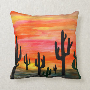Wüstenkaktus-Sonnenuntergang-Wurfkissen Kissen
