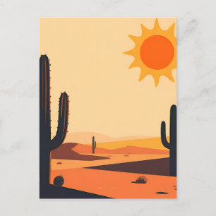 Wüstenkaktus-Sonnenuntergangs-Silhouette Postkarte