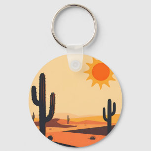 Wüstenkaktus-Sonnenuntergangs-Silhouette Schlüsselanhänger