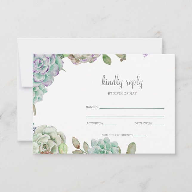 Wüstenkaktus Succulents Wedding rsvp (Vorderseite)