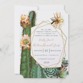 Wüstenkaktus Sukkulent Gold Geometric Metallic Einladung