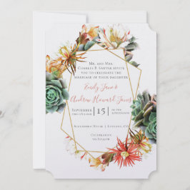 Wüstenkaktus Sukkulent Gold Geometrie Einladung