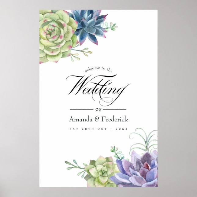 Wüstenkaktus Sukkulents Hochzeitwillkommen Poster (Vorne)