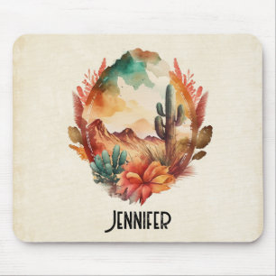 Wüstenkaktus und Gebirge Mousepad