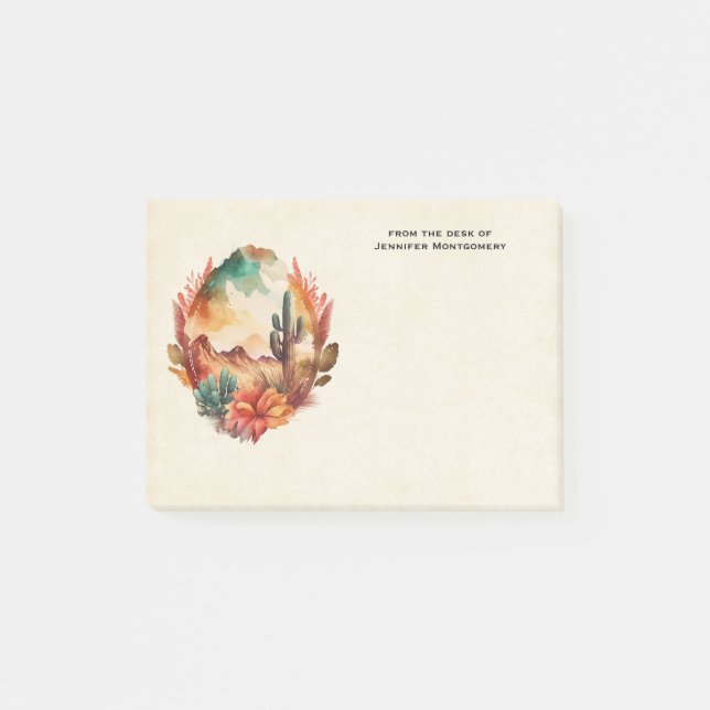 Wüstenkaktus und Gebirge Post-it Klebezettel (Vorderseite)