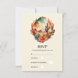 Wüstenkaktus und Gebirge RSVP Karte