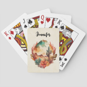 Wüstenkaktus und Gebirge Spielkarten