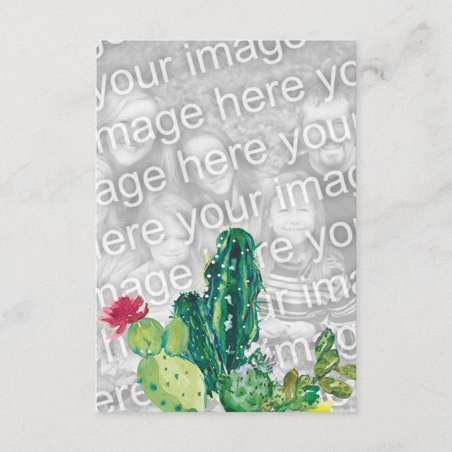 Wüstenkaktus Wasserfarbe Fügen Sie Ihre eigenen Fo Begleitkarte (Vorderseite)