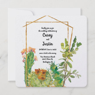 Wüstenkaktus Watercolor Wedding Einladung