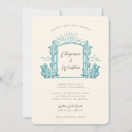 Wüstenkaktus Western Monogram Wedding Einladung