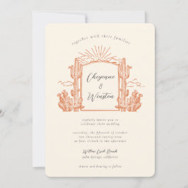 Wüstenkaktus Western Monogram Wedding Einladung