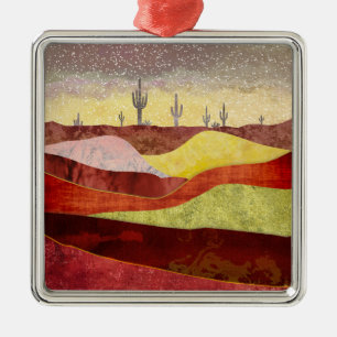 Wüstenkaktuslandschaft Ornament Aus Metall