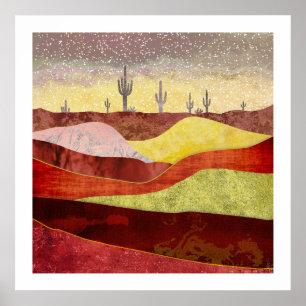 Wüstenkaktuslandschaft Poster