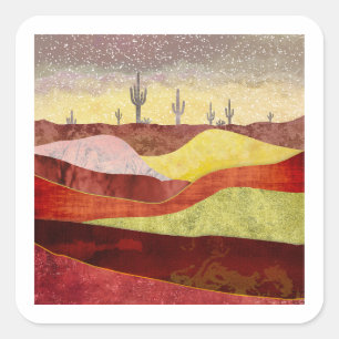 Wüstenkaktuslandschaft Quadratischer Aufkleber