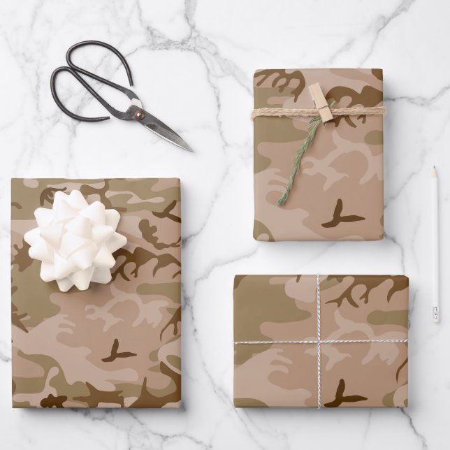 Wüstenkampfmuster, militärisches Muster, Armee Geschenkpapier Set (Vorderseite)
