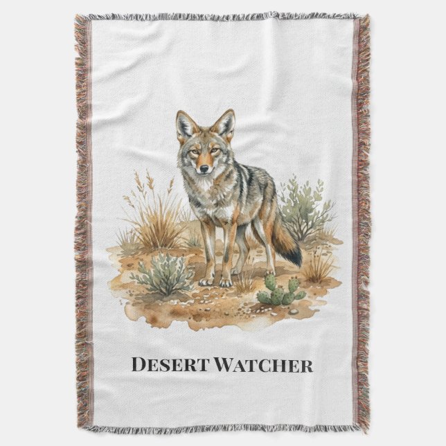 Wüstenkoyote Southwest Ranch Comfort Decke (Vorderseite Vertikal)