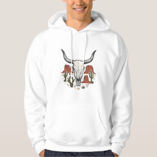 Wüstenkuhschädel Vintage Südwesten Kaktus Kunst Hoodie