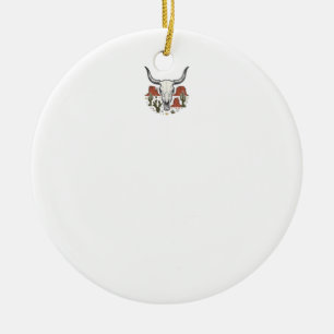 Wüstenkuhschädel Vintage Südwesten Kaktus Kunst Keramik Ornament