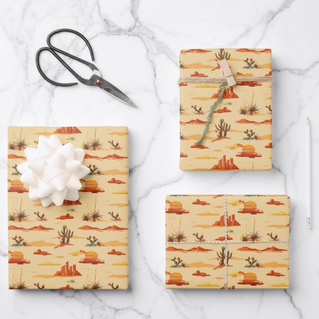 Wüstenlandschaft Arizona Muster Geschenkpapier Set (Vorderseite)