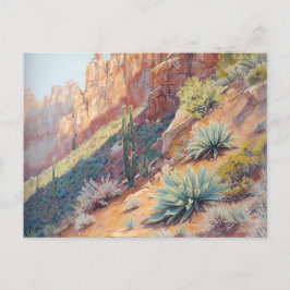 Wüstenlandschaft Cactus und Agave Postkarte
