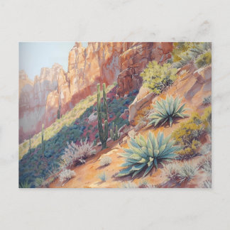 Wüstenlandschaft Cactus und Agave Postkarte