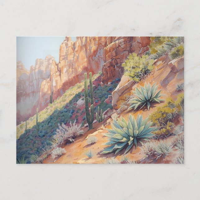 Wüstenlandschaft Cactus und Agave Postkarte (Vorderseite)