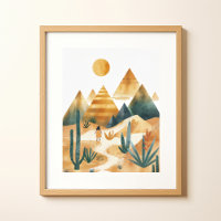 Wüstenlandschaft Kaktus Geometrische Wand Kunst